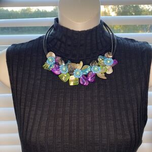 Sea Shells And Beads Flower Necklace Vibrant Nature Inspired Beach Bold Chunky